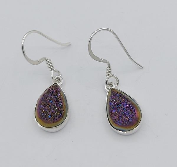 Earrings Titanium Druzy Quartz Sterling Silver