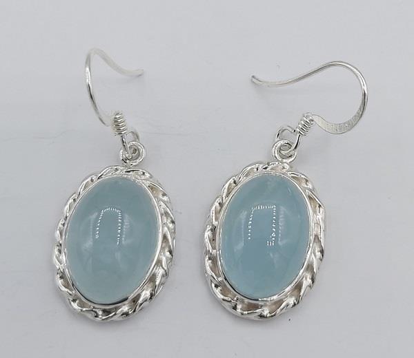 Earrings Blue Chalcedony Sterling Silver