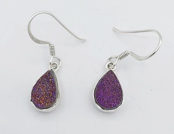 Earrings Titanium Druzy Quartz