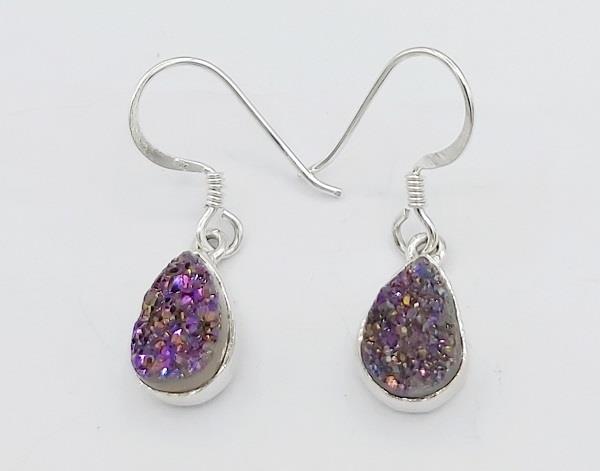 Earrings Titanium Druzy Quartz