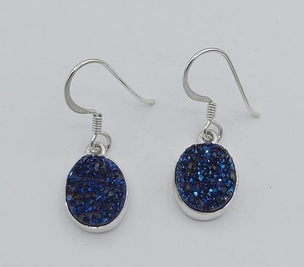 Earrings Titanium Druzy Quartz