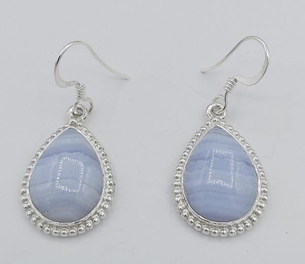 Earrings Blue Lace Agate Sterling Silver