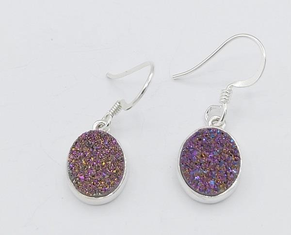 Earrings Titanium Druzy Quartz