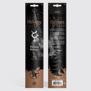Two Alchemy Incense packages with front and back views on a light gray background