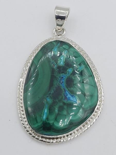 Pendant Azurite Malachite Sterling Silver