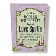 Book titled 'The Modern Witchcraft Book of Love Spells' on a white background