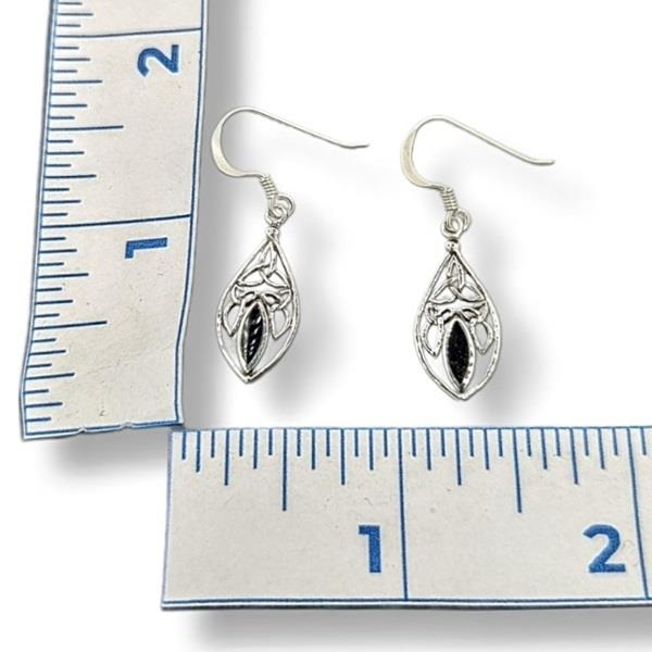 Earrings Black Onyx Celtic Sterling Silver