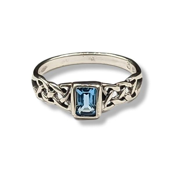 Ring Blue Topaz Celtic Sterling Silver
