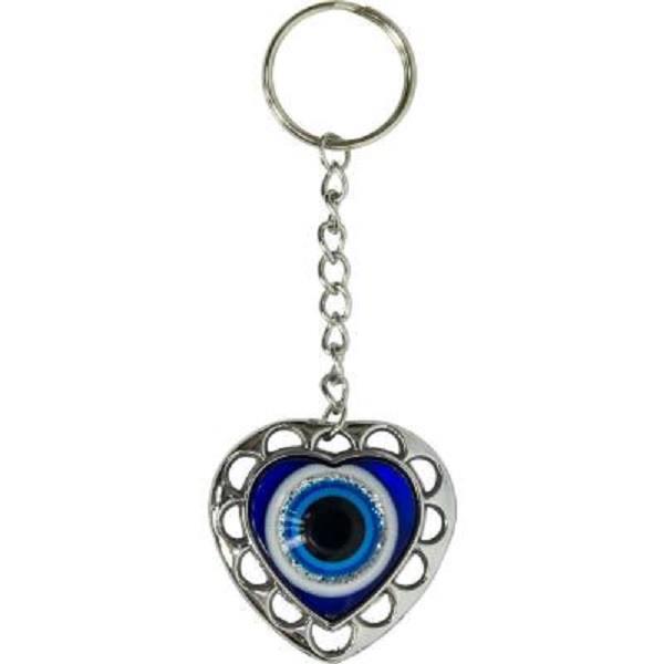 Evil Eye Keychain Puffed Heart