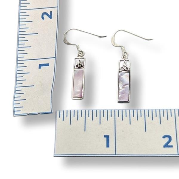Earrings Shell Rectangle with Trintiy Sterling Silver