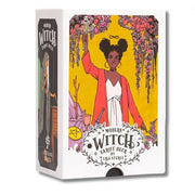 Modern Witch Tarot Deck packaging with an illustration of a woman on a yellow background