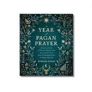 Book cover of 'A Year of Pagan Prayer' with decorative elements on a white background