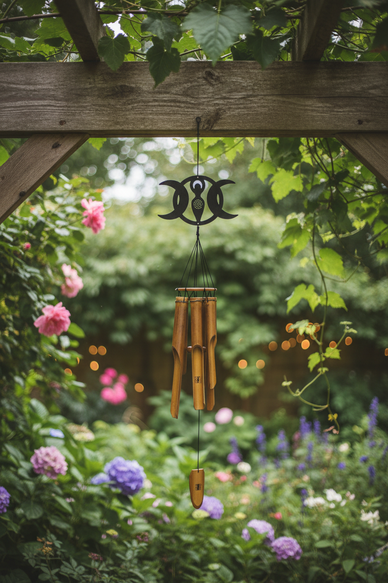 Bamboo Windchime Triple Moon Goddess