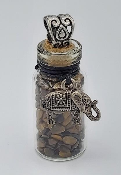 Bottle Pendant Tiger's Eye Elephant