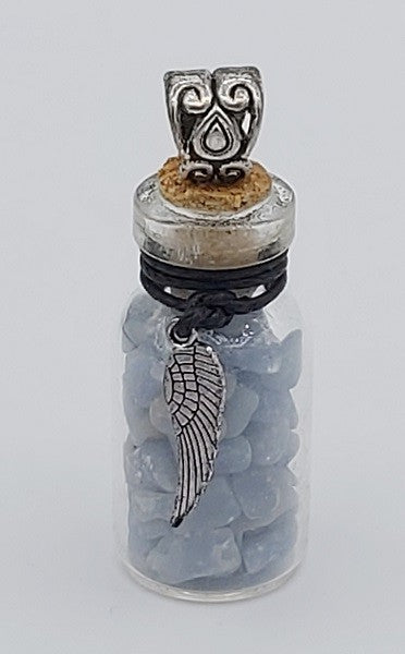 Bottle Pendant Angelite Angel Wing