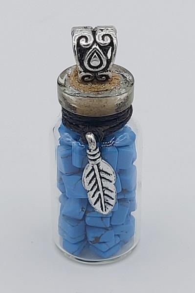 Bottle Pendant Turquoise Feather