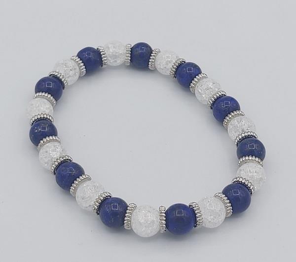 8mm Bracelet Lapis Lazuli And Ice Crystal