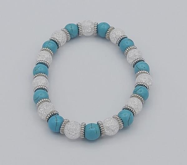 8mm Bracelet Dyed Howlite & Ice Crystal