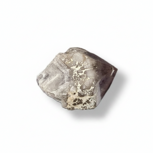 Amethyst point with dark brownish-purple tones, displayed on a clean white background with a soft drop shadow.