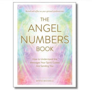 Book titled 'The Angel Numbers Book' with a colorful cover on a white background