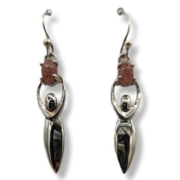 Earrings Red Aventurine Goddess Sterling Silver