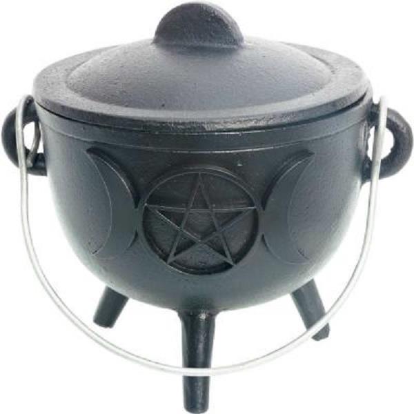 Cast Iron Cauldron Triple Moons