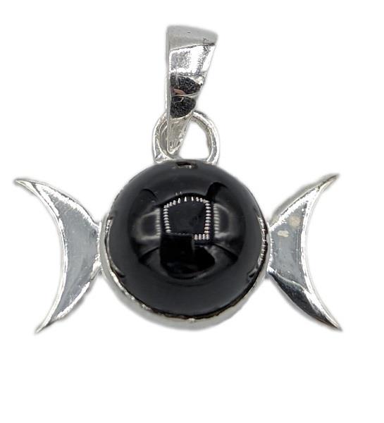 Pendant Black Onyx Triple Moon Sterling Silver