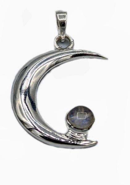 Pendant Rainbow Moonstone Moon Sterling Silver
