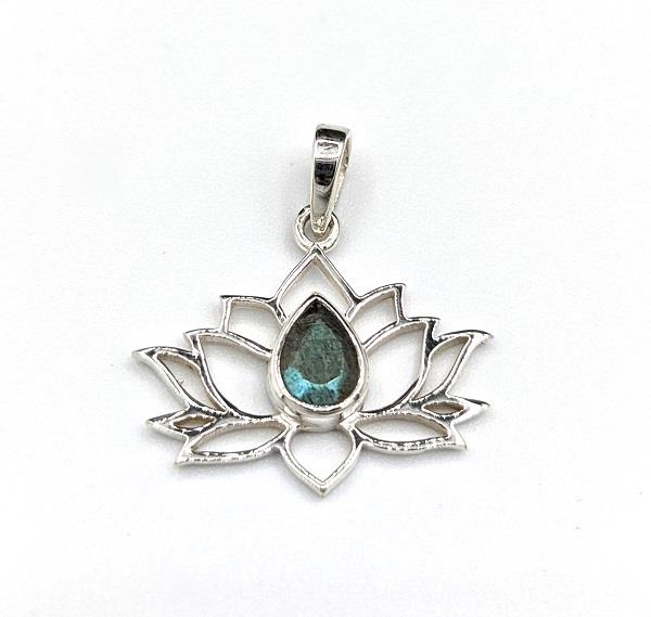 Pendant Labradorite Lotus Faceted Sterling Silver