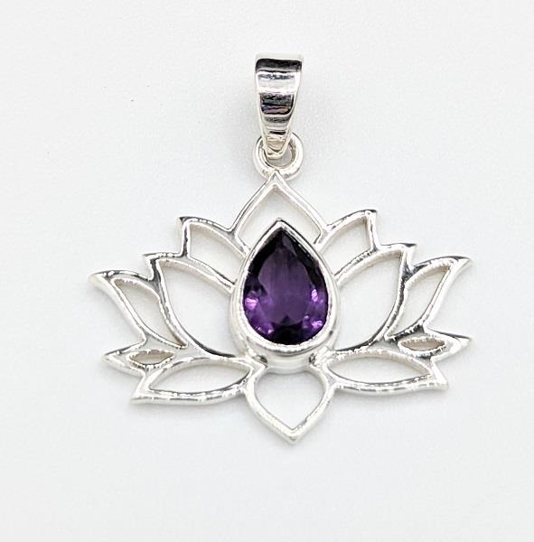 Pendant Amethyst Lotus Sterling Silver