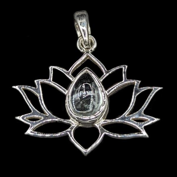 Pendant Blue Topaz Lotus Sterling Silver