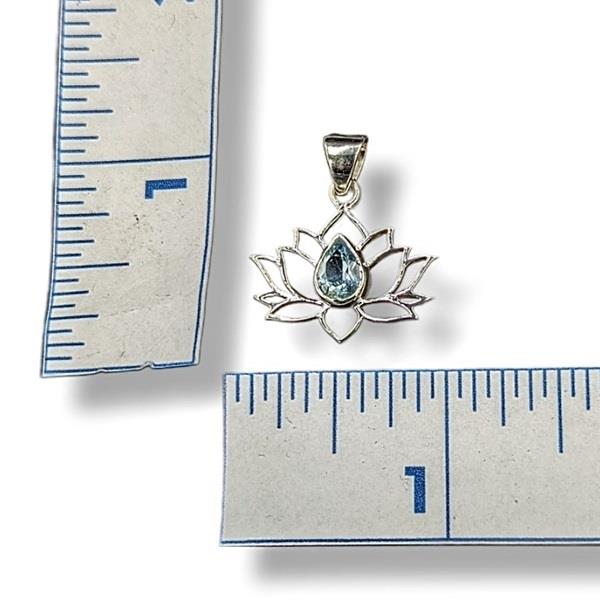 Pendant Blue Topaz Lotus Faceted Sterling Silver