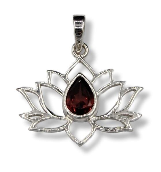 Pendant Garnet Lotus Faceted Sterling Silver