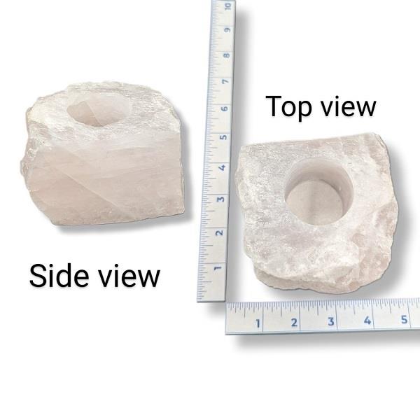 Rose Quartz Candle Holder Polish Face