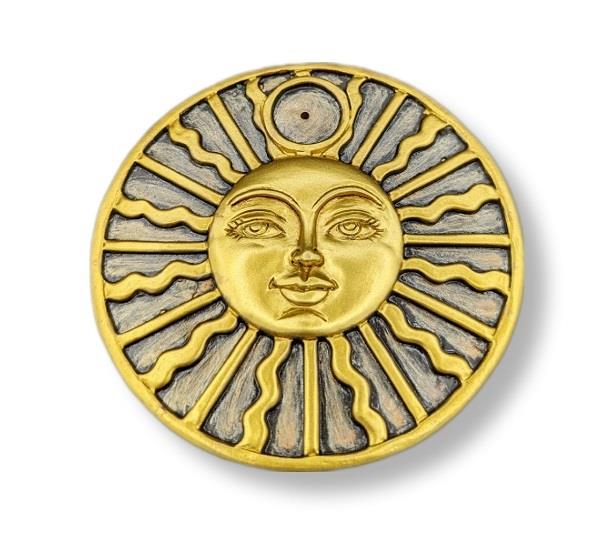 Incense Holder Sun Metalic Gold Resin