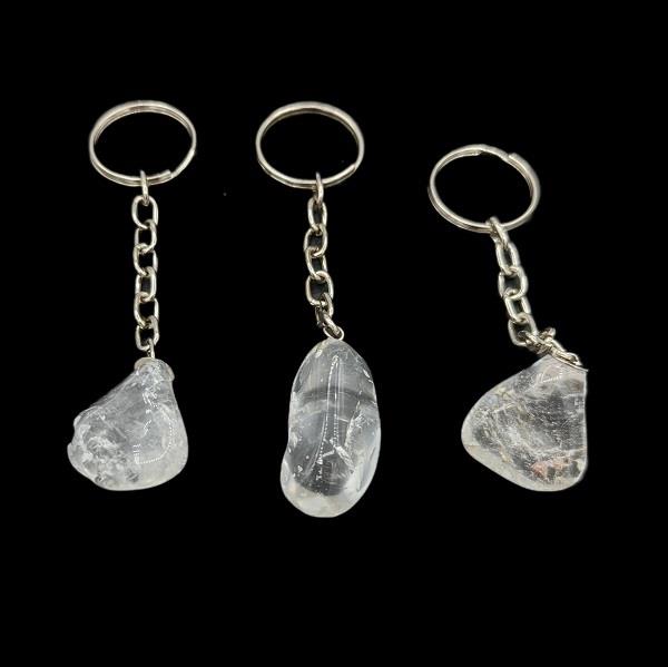 Keychain Tumbled Stone Quartz Crystal