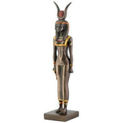 Statue of an Egyptian goddess with a white background