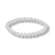 White beaded bracelet on a white background
