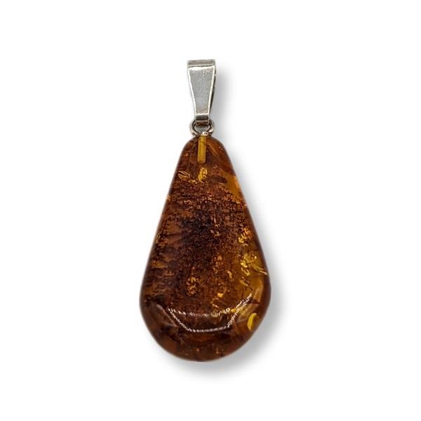 Pendant Amber Drop Sterling Silver