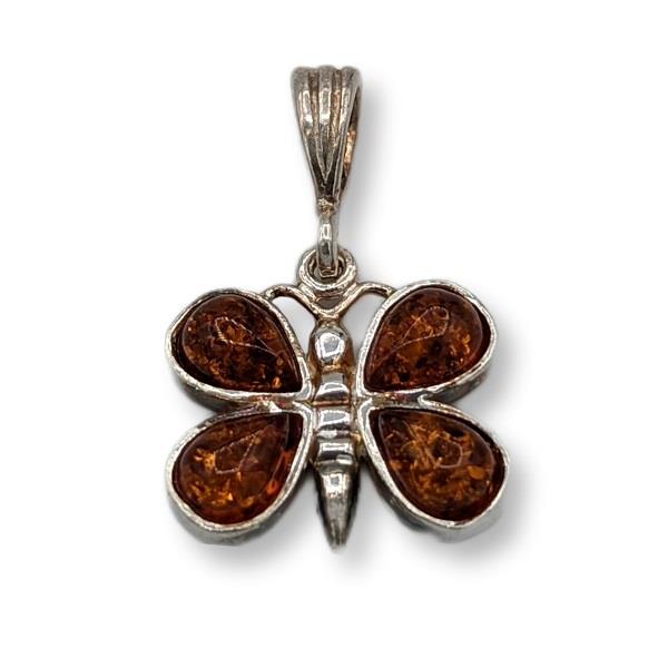 Pendant Amber Butterfly Sterling Silver