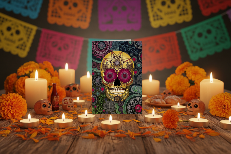 Greeting Card Sugar Skull Paisley