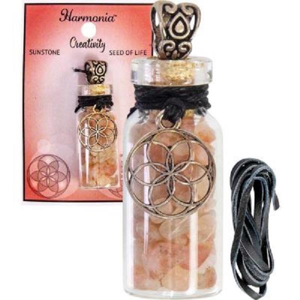 Jar Necklace Seed of Life Sunstone