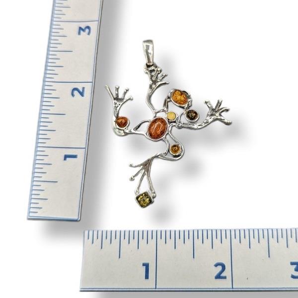 Pendant Amber Frog Sterling Silver