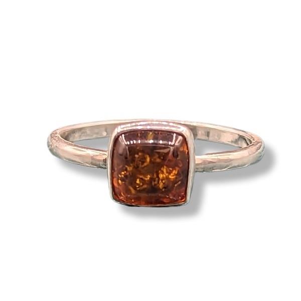 Ring Amber Square Sterling Silver