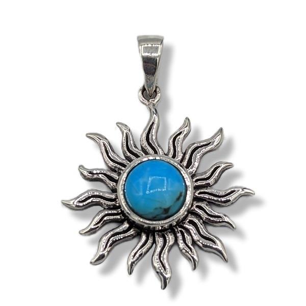 Pendant Turquoise Sun Sterling Silver