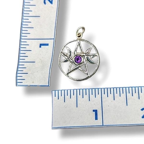 Pendant Pentacle Amethyst Sterling Silver