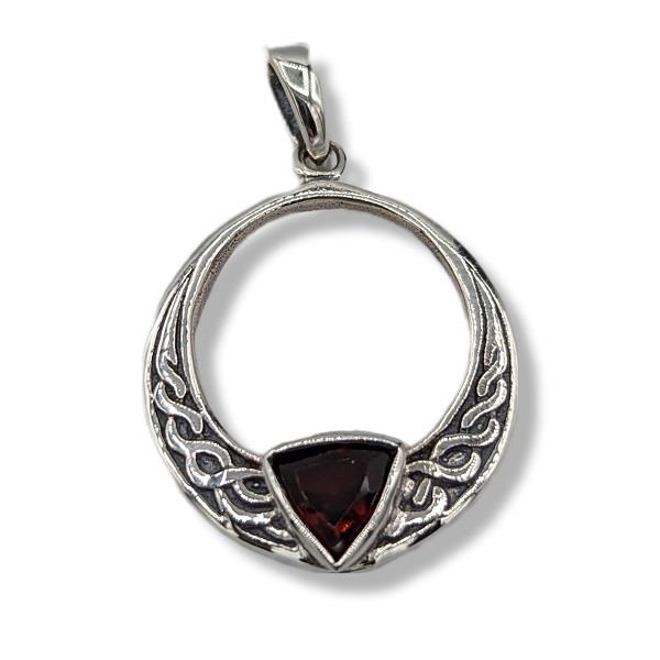 Pendant Garnet Celtic Sterling Silver