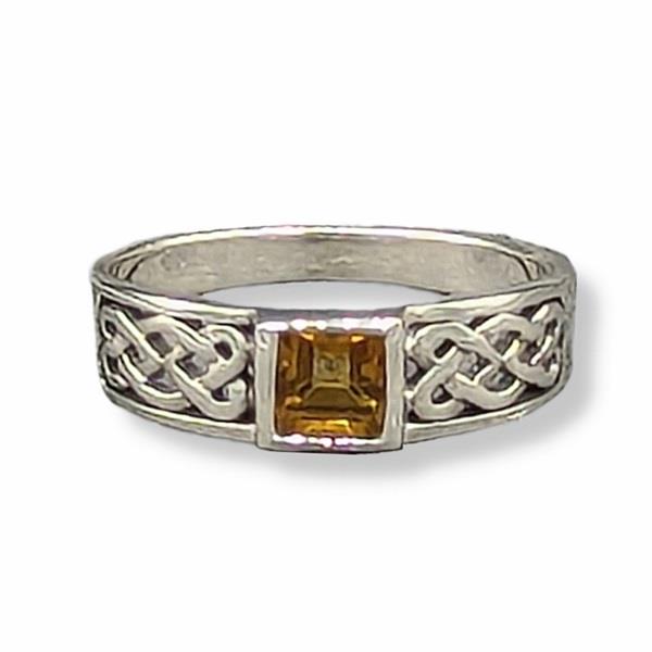 Ring Citrine Celtic Sterling Silver