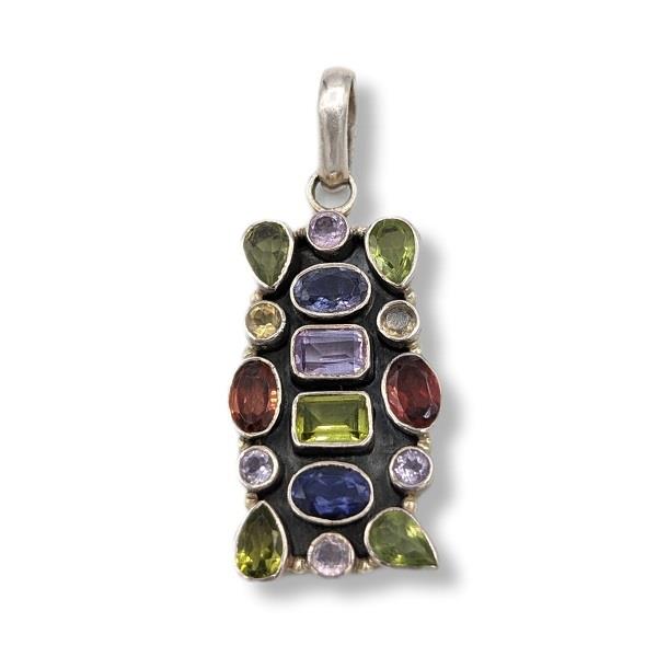 Pendant Multi Stone Sterling Silver