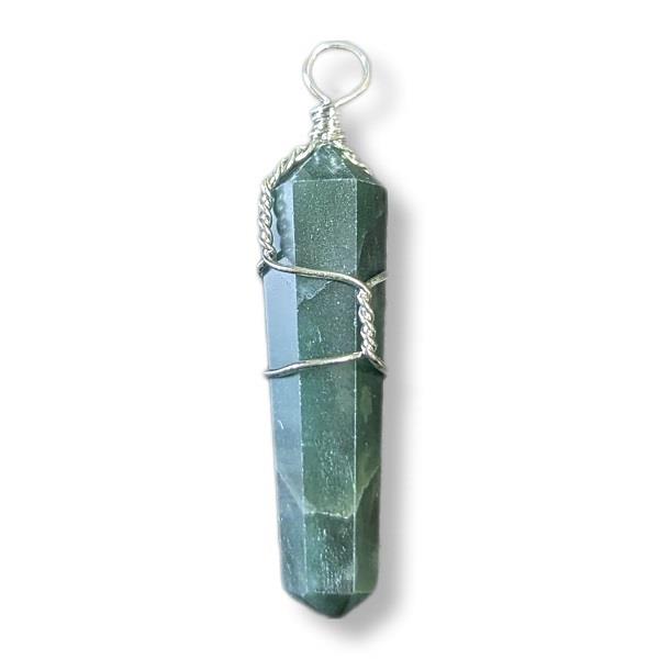 Pendant Jade Point Wire Wrapped